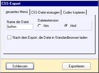 Exportdialog zum Export in HTML-Datei